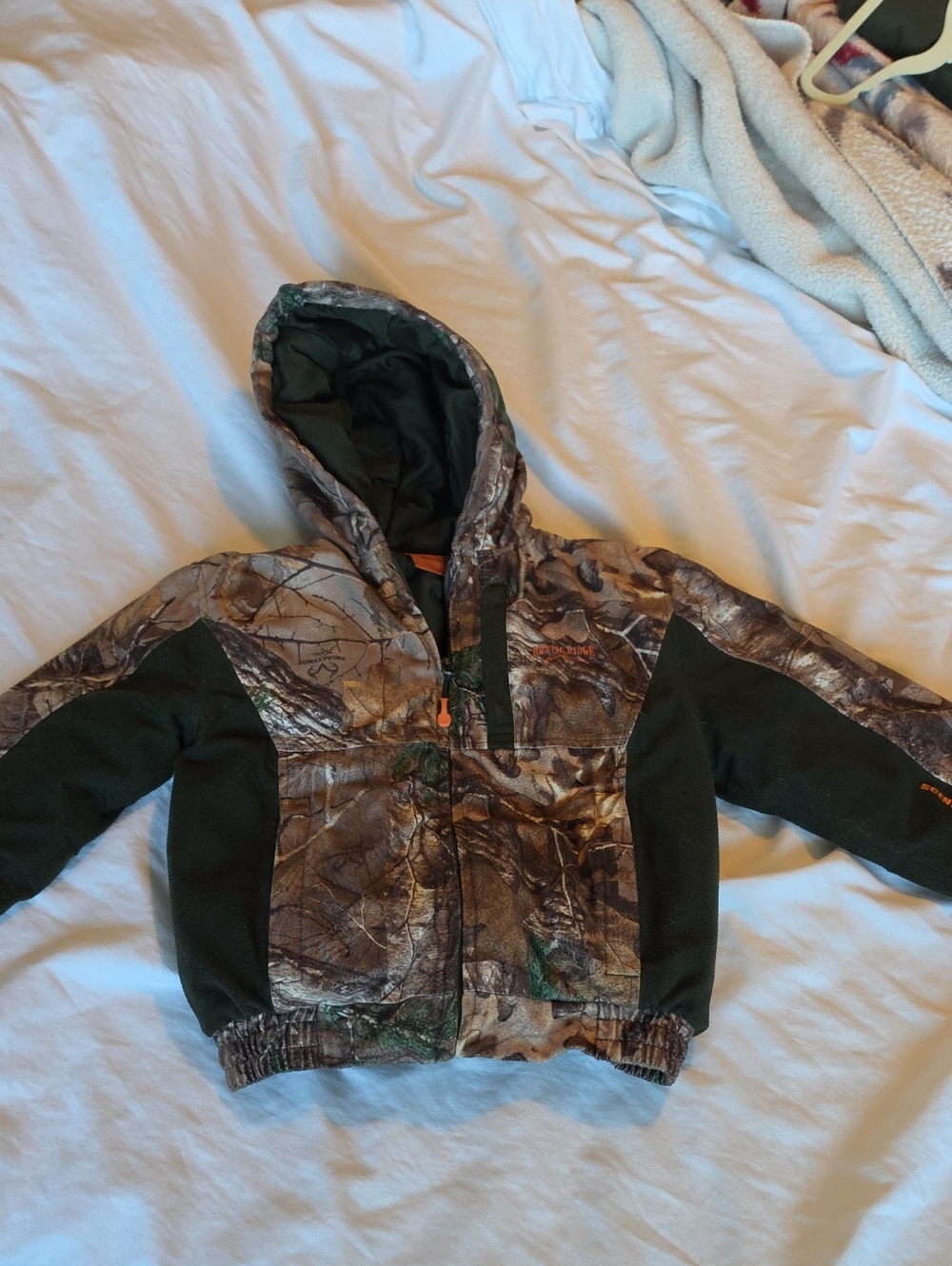 Kids Camo Hooded Jacket - Brown & Green